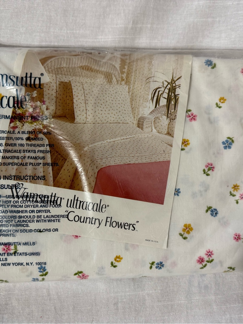 Vintage Wamsutta Ultracale Country Flowers Double Flat Sheet NWT 🌸